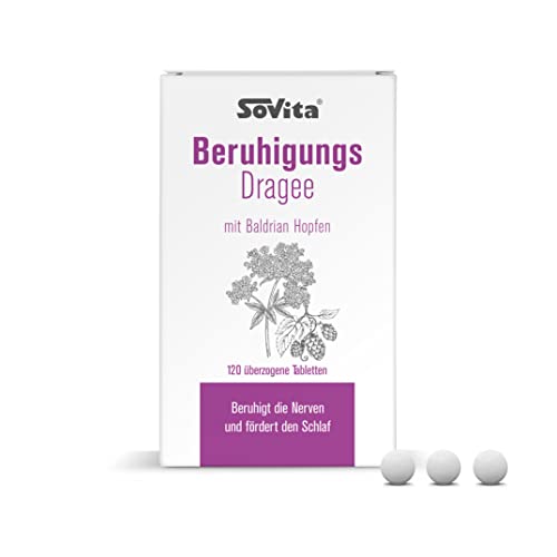 sovita Beruhigungs Dragee mit Baldrian & Hopfen | Natürliche Hilfe bei Unruhe & nervös bedingten Einschlafstörungen | Einschlafhilfe für Erwachsene & Jugendliche ab 12 Jahren | 120 Dragees
