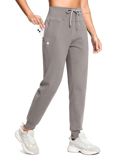 Image of G Gradual Women's Fleece Lined Joggers with Zipper Pocket Water Resistant Running Hiking Pants Winter Warm Thermal Sweatpants