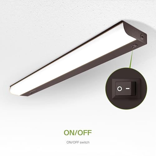 Image of ASD LED Under Cabinet Lighting Hardwired, 24 Inch 12W 2700K-5000K Selectable, 1051LM, CRI90+, Direct Wire Linkable Under Counter Lights for Kitchen, Dimmable Under Cabinet Lights, Bronze, UL Certified