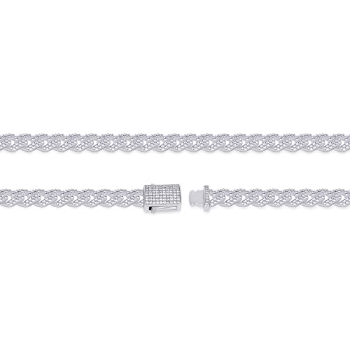 Savearth Diamonds 18.75 Ct Round Cut Lab Created Moissanite Diamond 12Mm Width Cuban Link Chain Necklace In 14K White Gold Over Sterling Silver 20" Length, Color : G-H, Clarity : Vvs1 #TOP5