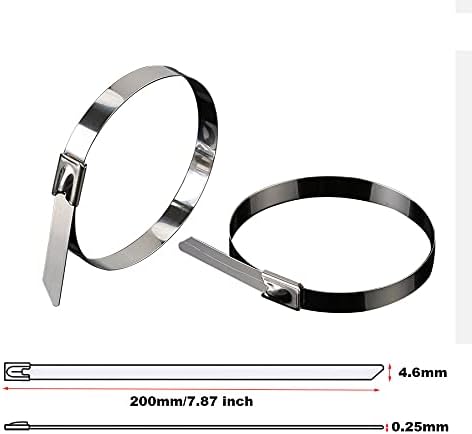 SyiXute 30 PCS Stainless Steel Cable Ties,4.6 * 200mm Metal Zip Ties,Marine Grade Metal Tie Wraps for Electricity,Computer Multi Purpose Exhaust Wrap,Coated Locking Cable - Image 3