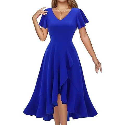 DRESSTELLS Royal Blue Ruffle Cocktail Dress Cover