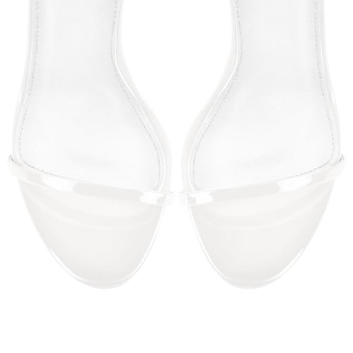 Image of Strappy High Stiletto Heels, Ankle Strap Buckle Heeled Womens Sandals, Sexy Comfort Open Round Toe Heels for Daily Party Dress