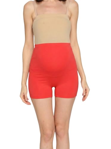 Image of Women's High Waist & Mid-Thigh Cotton Lycra Maternity Shorts|Pregnancy Panty|Maternity Panties Over The Belly for The Pre & Post Pregnancy