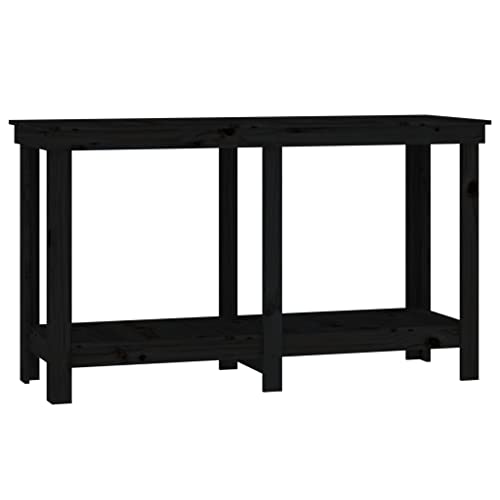 Établi table de travail bois noir pour garage et rangement atelier
