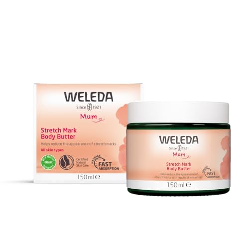 Weleda Organic Mama Pregnancy Body Butter - Rich Natural Cosmetics Massage Body Butter to Prevent Stretch Marks On The Stomach, Thigh and Chest (1 X 150 ml)