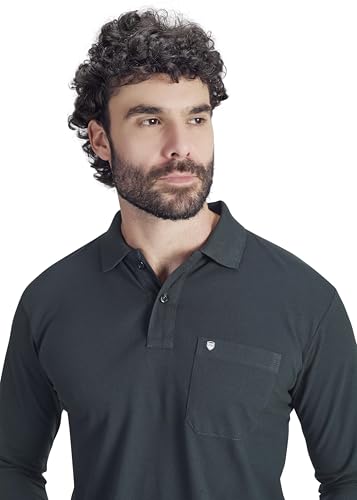 Image of Men's Cotton-Rich Full-Sleeve Polo T-Shirt with Pocket Premium Pique Fabric Casual & Stylish