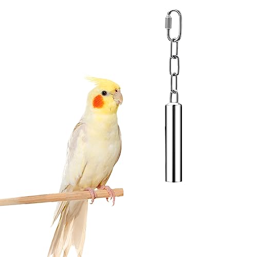 Stainless Steel Bell Toy Bird Cage Hanging Bite Toy for Parrot Parakeet Budgie Cockatiel Conure African Greys (S)