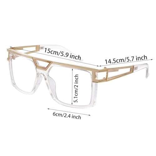 2 Pairs 80s 90s Sunglasses for Women Men Hip Hop Glasses Retro DJ Rapper Costume Accessory3