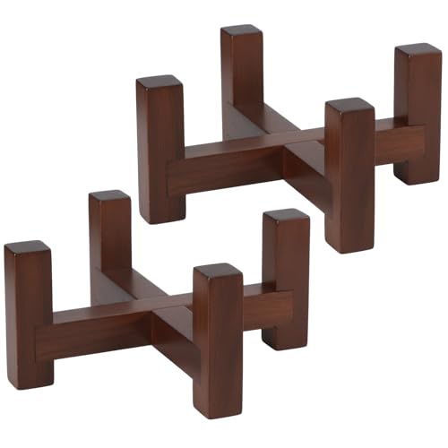 LemonRoad 2 Pack 5.135.132.25 Rustic Brown Solid Wood Coaster Holder for Round or Square 4 Coasters Ideal for Kitchen Bar & Home Decor Enthusiasts