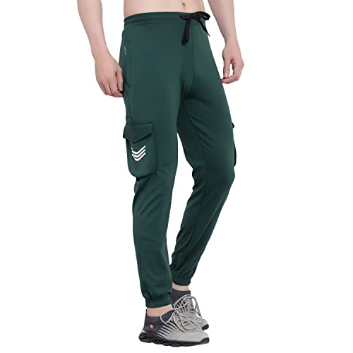 Image of BLUE STAR SHARK Men's Premium Stretchable Cargo Joggers | Regular Fit, Stylish Track Pants with Pockets | Soft Smooth Feel, Logo on Front, Comfortable Everyday Wear