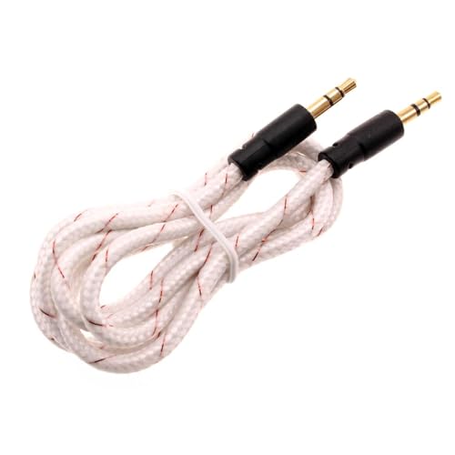 Cable auxiliar Jack 3.5mm trenzado blanco 1 metro miniatura 1