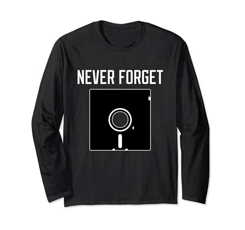 Never Forget 8 Inch Floppy Disk Computer Geek Nerd Manche Longue