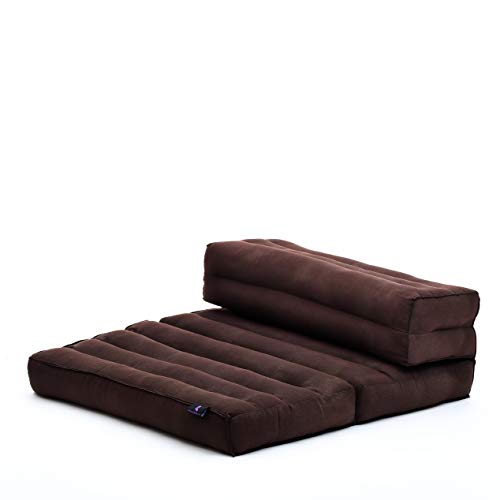 Leewadee Opvouwbare Meditatie Floor Seat 2 in 1 Set Meditatie Kussen en Kussen Onderlaag In Een Milieuvriendelijk Organisch en Natuurlijk, Kapok, bruin