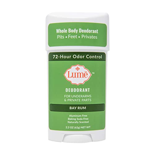 Lume Natural Deodorant - Underarms and Private Parts - Aluminum-Free, Baking Soda-Free, Hypoallergenic, and Safe For Sensitive Skin - 2.2 Ounce Stick (Bay Rum)