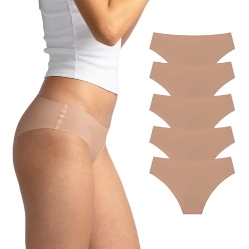 Listado de Ropa interior favoritos de las personas. 49 Noltrom | Paquete de 5 Bragas Corte Bikini del Mismo Color Sin Costuras. Set 5 Piezas de Ropa Interior Invisible para Mujer. (as1, Alpha, m, Regular, Regular, Beige)