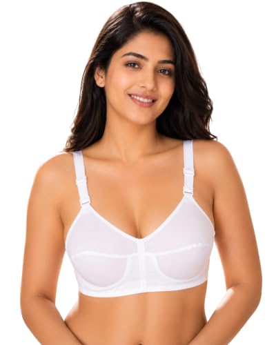 Image of SONA Women's Bee Heart Cotton Full Coverage Non Padded Cotton Straps Bra | Breathable Fabric Pure Cotton Adjustable Straps All-Day Wear