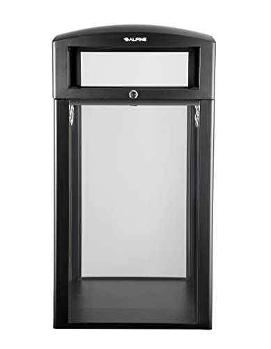 Image of Alpine Industries 40-Gallon Outdoor Trash Can with Transparent Panels - Heavy Duty Garbage Cans with Removable Bin & Locking Cover for Your Patio, Deck, Office Pool & More