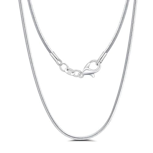 Mieoyue 925 Silber Damen Halskette ohne Anhänger, Silberkette 40 45 50 55 60cm Silberschmuck (Runde Schlangenkette, 45.0 Zentimeter)