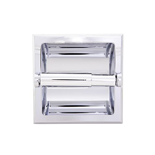 Image of Design House Millbridge Toilet Paper Holder, Recessed, Fits Mega Rolls, Standard Wall Mount, Concealed Screws, Easy Installation, Polished Chrome, 6.1 in L x 7.4 in W x 3.26 in H, 533125
