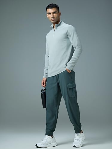 Image of TECHNOSPORT Men's Solid Full Sleeve T-Shirt ELASTOPLUS Quick Dry Slim Fit Mock Neck Sports Tee for Training Layering Casual Wear UPF50+ Anti Odour