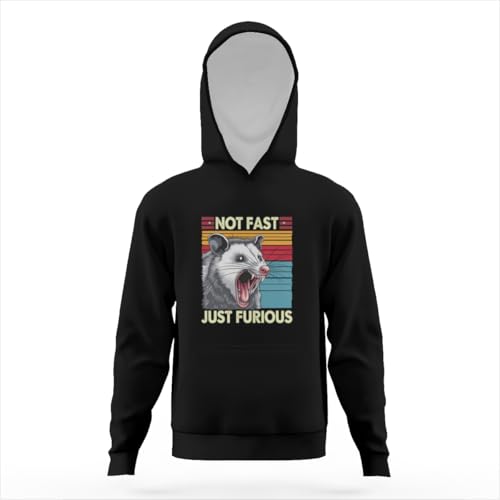 Not Fast Just Furious Funny Angry Opossum Hoodies for Teen Girls Boys Lightweight Kangaroo Pocket Sweatshirt3