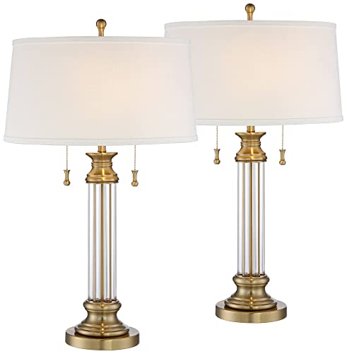 Lámparas de Mesa Tradicionales 30" Set de 2 Vidrio y Bronce miniatura 2