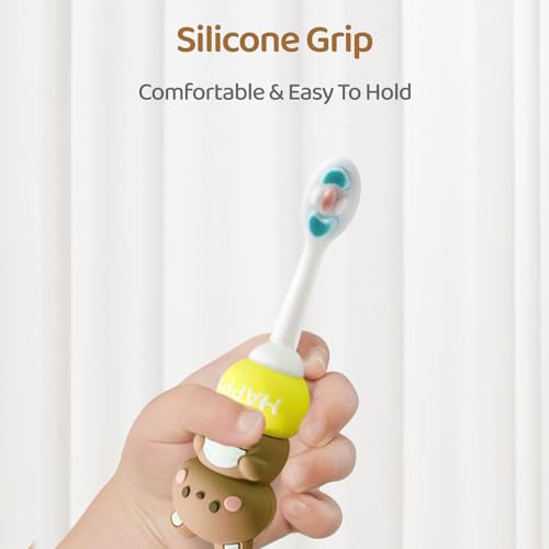 Image of StarAndDaisy Baby Tooth Brush /Manual Toothbrush 1 Year + Kids With Soft And Fluffy 10000 Gentle Bristles, 80 Micron Split-Beam Bristle, Non-Slip Comfortable Dinosaur Handle (Brown, 1), 1 count