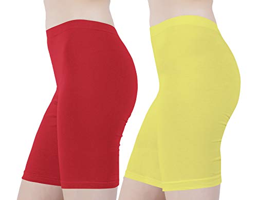 Image of Buy That Trendz Cotton Lycra Tight Fit Stretchable Cycling Shorts Womens | Shorties for Active wear /Exercise /Workout /Yoga /Gym /Cycle /Running Red Grey Combo Pack of 2