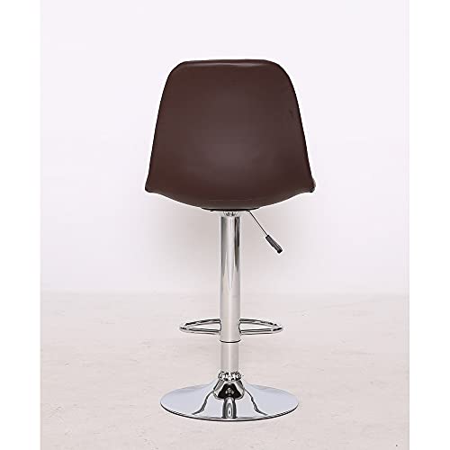 Image of Finch Fox Revolving Swivel Contemporary Faux Leather Adjustable Height Hydraulic Bar Stools with Backrest in Brown Color