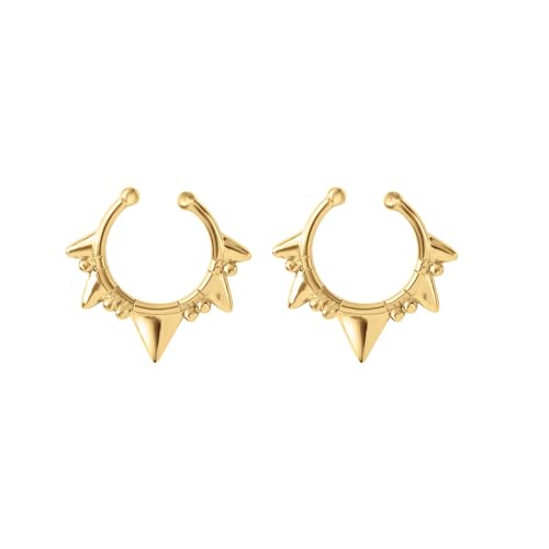 Niaspi 2Pcs Fake Septum Rings for Women Men Surgical Steel Non Piercing Nose Septum Rings Fake Nose Piercing Jewelry (Gold)