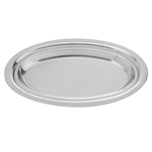 STOBAZA 1pc Oval Disk Fish Steaming Dish Pour Restaurant Sizzle Plate Salvers Restaurant Plates Broiler Pan for Oven Plate Fish Platter Grilling Platter Heat Stainless Steel Silver