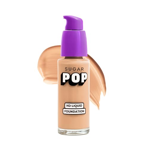 Image of SUGAR POP HD Liquid Foundation with SPF 30 | Lasts upto 16hrs | Full Coverage | Water-Resistant | Matte Finish | 30ml - 09 Peanut