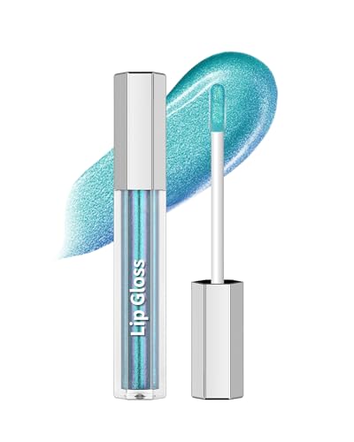 Blue Glitter Liquid Lip Gloss Lipstick, Waterproof Long Lasting M...