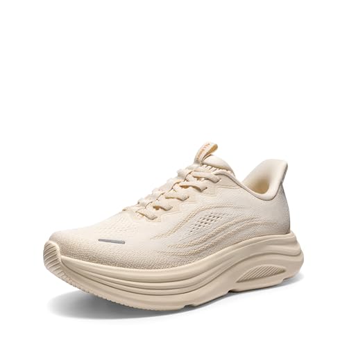 ALLSWIFIT Women's Slip On Walking Shoes Hands-Free Cushion Running Tennis Comfortable Arch Support Gym Workout Athletic Fashion Sneakers StediCloud 7 Beige