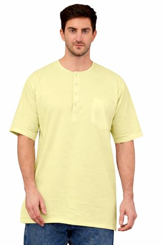 Image of Men's Ethnic Short Kurta | 100% Cotton | Half Sleeve | Comfortable Daily & Sleep Wear | Light Weight