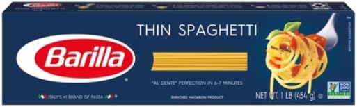 Miniatura 6 de Barilla Pasta, pelo de ángel, fettuccine, lingüino, espaguetis y espaguetis finos, 16 onzas (paquete de 5)  con mini espátula Make Your Day