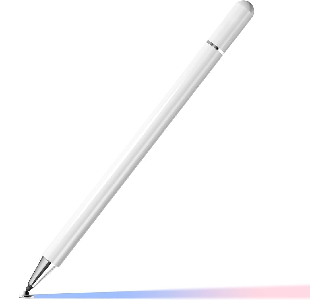 INEFABLE Tablet Stylus Pen 2 in 1 for All Touch Screens Devices | Fine Point Tip | High Sensitivity & Precision Capacitive Pen with Compatible for iOS, Android, and Windows – Pack of 1 (White)