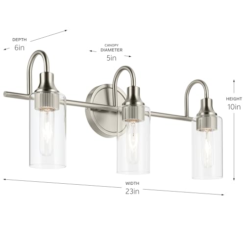 Image of Kichler Kavi 3-Light Bathroom Vanity Light, Brushed Nickel
