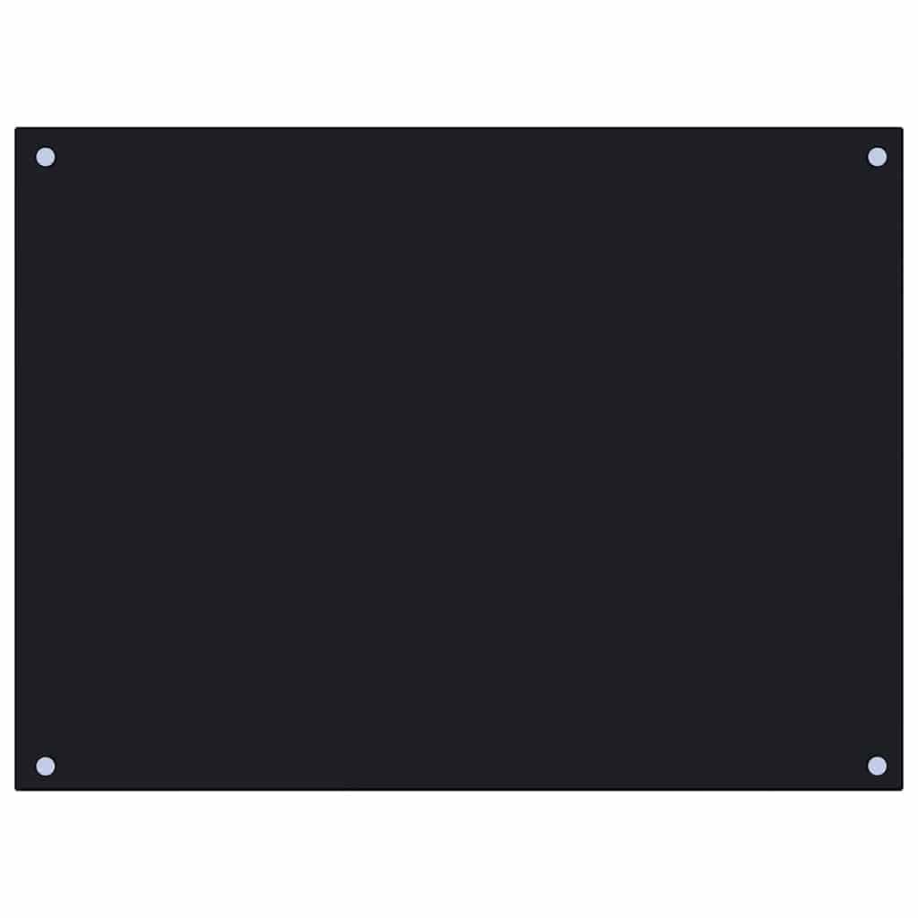 vidaXL Kitchen Backsplash Heat-resistant Scratch-resistant Kitchen Decor Wall Panel System Tile Splash Guard Black 80x60cm Tempered Glass