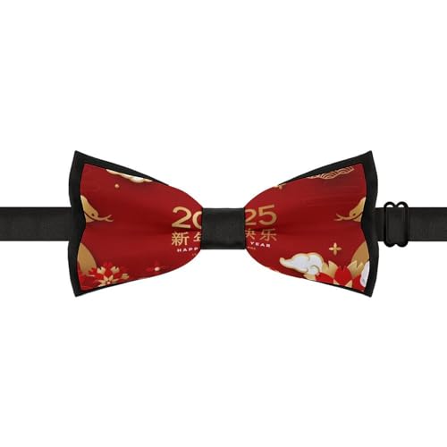 GoasNei Year Of The Snake 2025 Happy Chinese New Year 2025 Bow Tie for Men Adjustable Necktie Funny Tie Neck Ties for Weddings Party