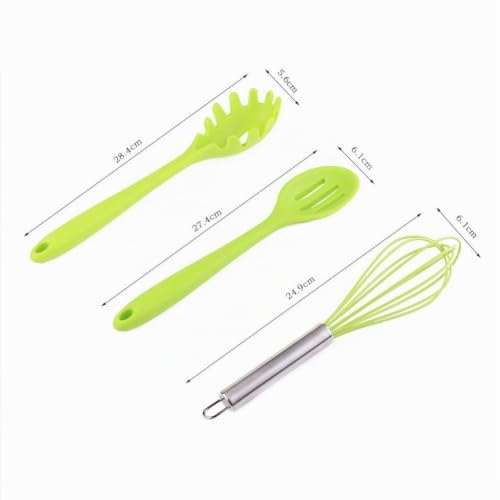 COVVY 10 Stück Silikon Küchenhelfer Set Küchen Backen Set Hitzebeständigkeit bis zu 230°C für Jede Küche (Grün) – Ansicht 3
