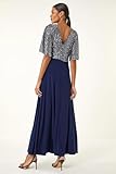Roman Originals Sequin Flutter Sleeve Midi Dress for Women UK - Ladies Everyday Autumn Winter V-Neckline Comfy Soft Evening Vacation Work Party Night Out - Navy - Size 18 - Image 3
