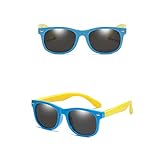 Óculos de Sol Infantil Flexíveis Polarizados SYANG, Proteção UV400 para Crianças, Conforto e Estilo (AZUL E AMARELO)