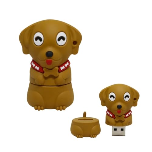 Image of SippyTales~Cute Dog USB Flash Drive, Brown Puppy Design Memory Stick with Red Bone Collar, Novelty Animal Storage Device, 2.0 Pen Drive, High Speed Data Transfer (16, GB)
