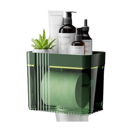 Armario de cocina transparente para colgar en la pared, pequeño almacenamiento colgante con ranuras dobles para papel, ideal para baño o dormitorio, encima del inodoro, color verde