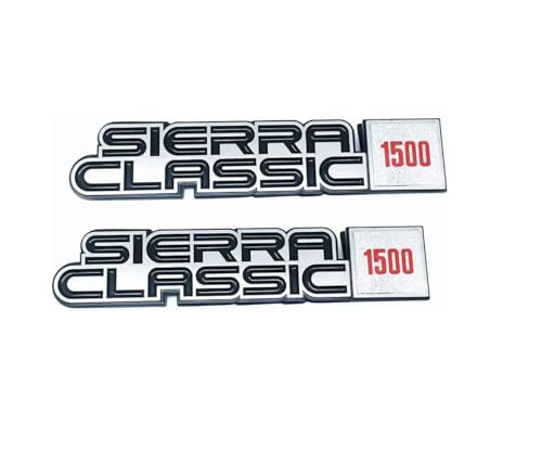 Image of 2Pc Sierra Classic 1500 Front Fender Emblems Nameplate 3D Badge Fit for 1981-1988 Sierra
