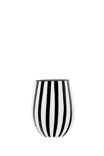 Image of 10 Strawberry Street Black & White Stripe Glassware, Stemless Wine Glass, Set of 4