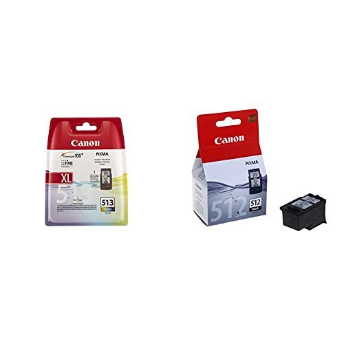 Contenuto: 15 ml. Canon Cl-513 Ciano, Magenta, Giallo Cartuccia D\'Inchiostro & Pg-512 Cartuccia Originale Getto D\'Inchiostro, 1 Pezzo, Nero