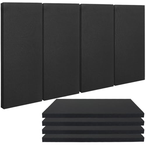 Paneles acústicos de tela AMZDEPOT, 24 x 12 pulgadas, negro, 4 piezas miniatura 1